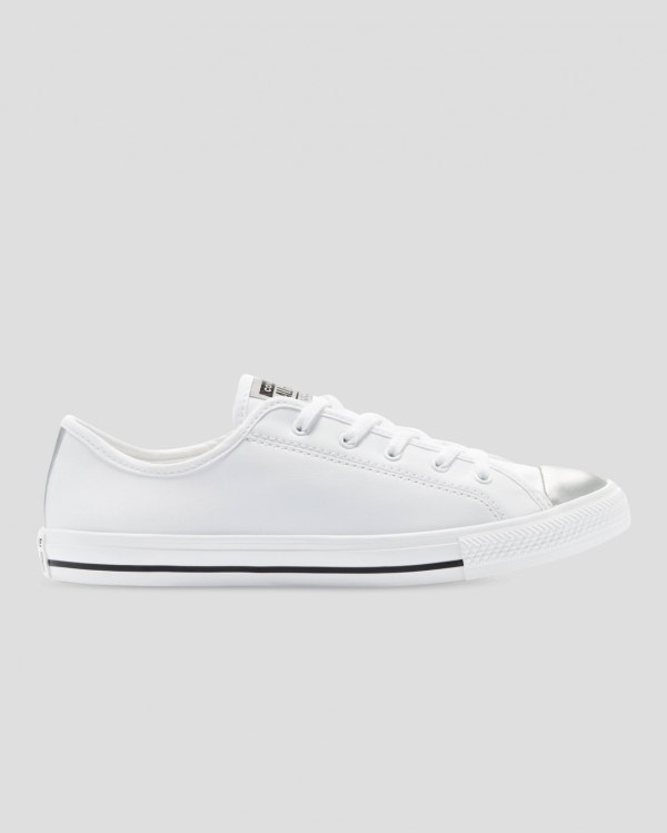 Converse Chuck Taylor All Star Dainty Mono Metallic Hvide Sko Danmark - Converse Lave Sneakers Dame